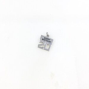 Vintage 925 Sterling Silver Happy 20th Birthday Charm Pendant Necklace