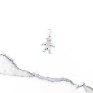 Vintage 925 Sterling Silver Boy Charm Pendant Necklace