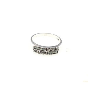 Vintage 925 Sterling Silver Marcasite Deco Band Ring Size 8.25