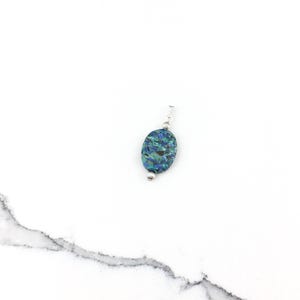 Vintage 925 Sterling Silver Green Blue Azurite Gemstone Charm Pendant Necklace