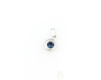 Vintage 925 Sterling Silver Blue Glass Pendant Necklace