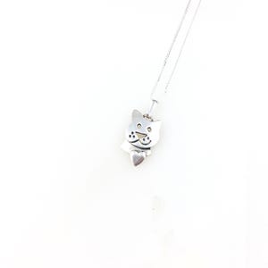 Vintage 925 Sterling Silver Cat Charm Pendant Necklace