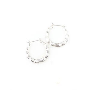 Vintage 925 Sterling Silver Bamboo Hoop Earrings