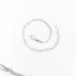 Vintage 925 Sterling Silber Geflochtene Kette Link Stacking Skinny Armband 7,5 ”