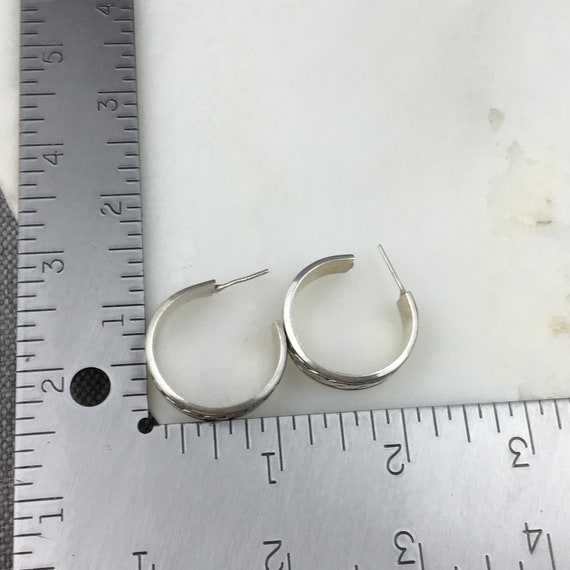 Vintage 925 Sterling Silver Modernist Hoop Earrin… - image 4