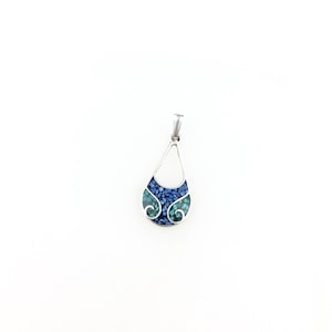 Jahrgang 925 Sterling Silber Mexiko Blau Türkis Anhänger Halskette