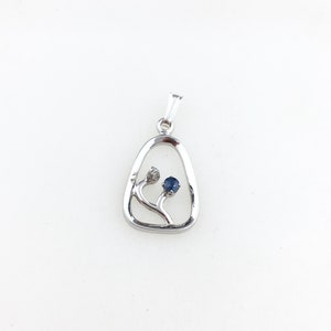 Vintage 925 Sterling Silver Blue Sapphire Glass CZ Diamond Minimal ...