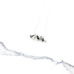 Vintage 925 Sterling Silver Modernist Figural Pendant Necklace