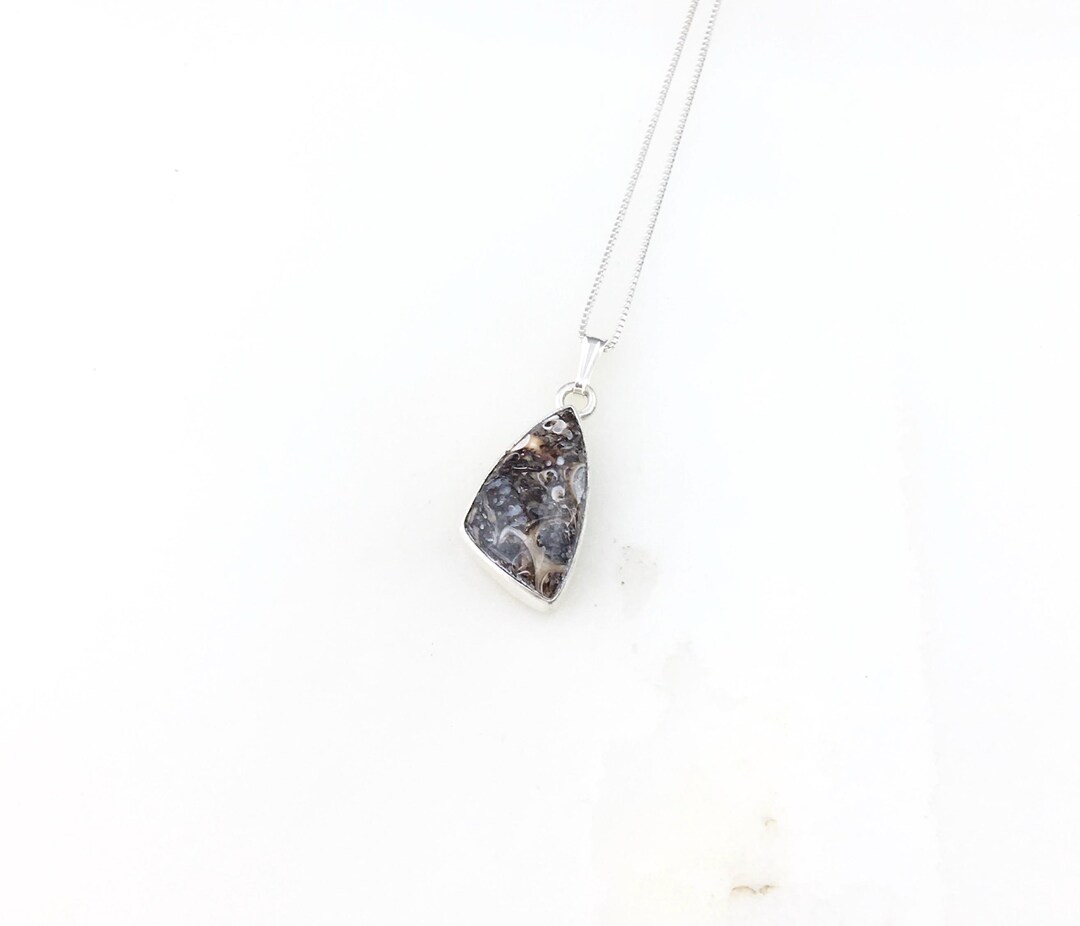 Pendentif Argent 925 Jaspe Bois Pétrifié Arizona - Fait Main, 2,5 Pouces, Pierre Naturelle