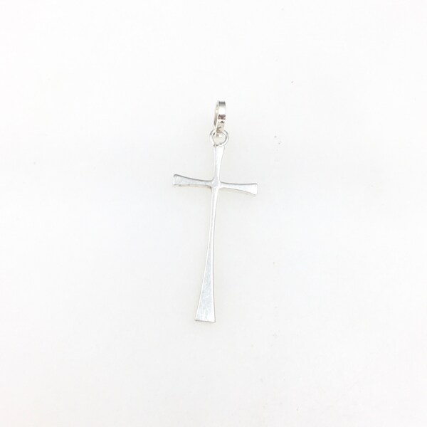 Vintage 925 Sterling Silver Minimal Cross Religious Charm Pendant Necklace