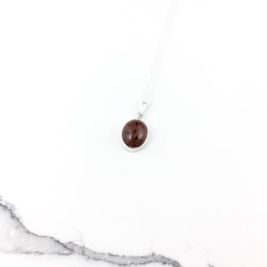 Vintage 925 Sterling Silver Mahogany Obsidian Gemstone Minimal Pendant Necklace