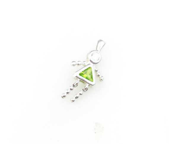 Vintage 925 Sterling Silver Green Peridot Glass A… - image 1