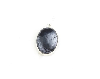 Vintage 925 Sterling Silber Dendritic Opal Edelstein Kristall Anhänger Halskette