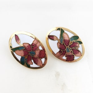 Vintage Cloisonné Emaille Bloem Floral Stud Oorbellen