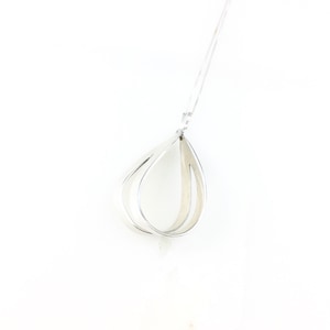 Vintage 925 Sterling Silver Mexico Modernist Teardrop Pendant Necklace