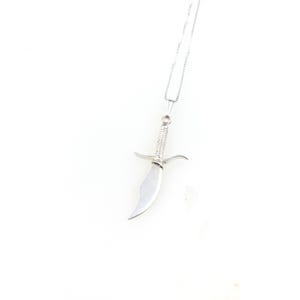 Vintage 925 Sterling Silver Sword Charm Pendant Necklace