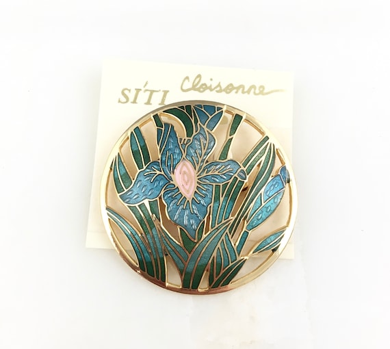 Vintage Flower Cloisonn\u00e9 Charm with Necklace