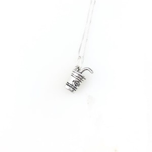 Vintage 925 Sterling Silver Soda Drink Cup Charm Pendant Necklace