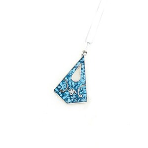 Vintage 925 Sterling Silber Mexiko Minimal Blau Türkis Blumen Anhänger Halskette