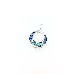 Vintage 925 Sterling Silber Mexiko Blau Türkis Charme Anhänger Halskette