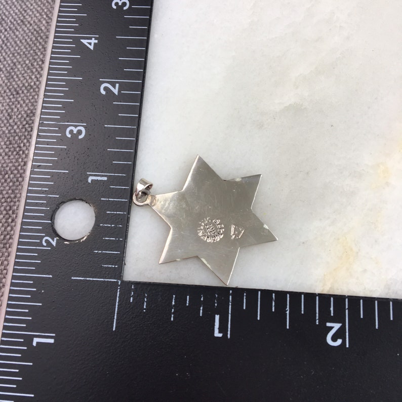 Vintage 925 Sterling Silver Mexico Star Of David Coral Pendant Necklace