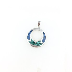 Jahrgang 925 Sterling Silber Mexiko Blau Türkis Türkis Anhänger Halskette