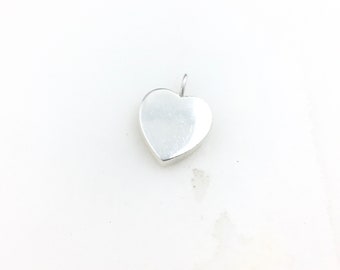 Vintage 925 Sterling Silver Minimal Heart Charm Pendant Necklace