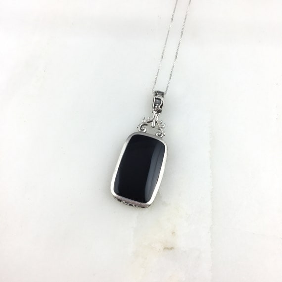 Vintage 925 Sterling Silver Mother of Pearl Onyx … - image 2