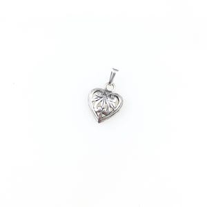 Vintage 925 Deco Sterling Silver Filigree Heart Charm Pendant Necklace
