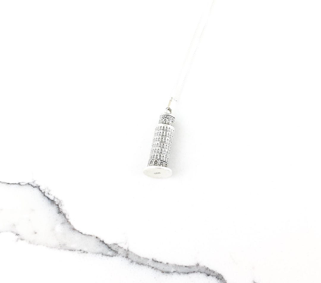 Silver Leaning Tower Of Pisa Charm - Pewter Bell Tower - Italy Travel Souvenir