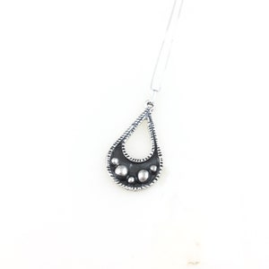 Vintage 925 Sterling Silver Mexico Modernist Teardrop Pendant Necklace