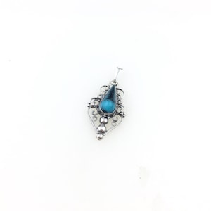 Jahrgang 925 Sterling Silber Mexiko Blau Türkis Anhänger Halskette