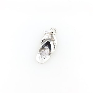 Vintage 925 Sterling Silver Flip Flop Sandal Shoe Charm Pendant Necklace
