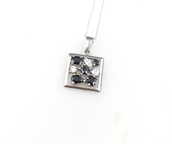 Vintage 925 Sterling Silver Deco Gray Hematite CZ… - image 1