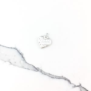 Vintage 925 Sterling Silver Puffy Heart Etched Hollow Charm Pendant Necklace