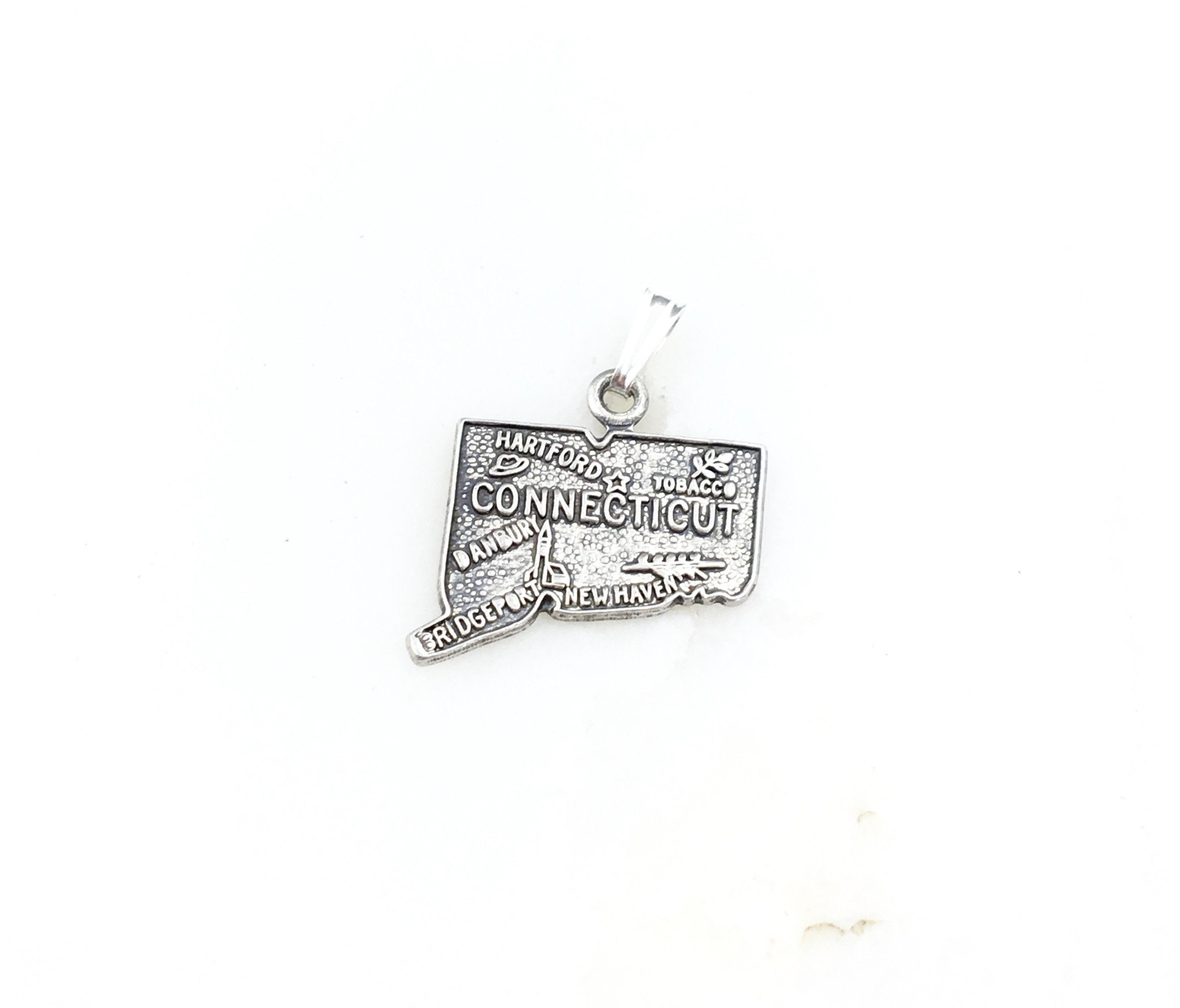 Connecticut State Charm Antiqued Sterling Silver Connecticut State Charm Antiqued Sterling Silver