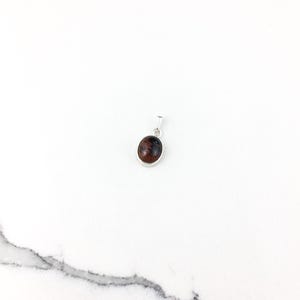 Vintage 925 Sterling Silver Mahogany Obsidian Gemstone Minimal Pendant Necklace