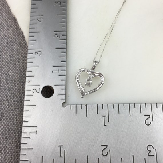 Vintage 925 Sterling Silver CZ Diamond Heart Pend… - image 3