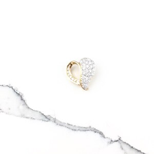 Vintage 925 Sterling Silver Gold Vermeil CZ Diamond Heart Pendant Necklace