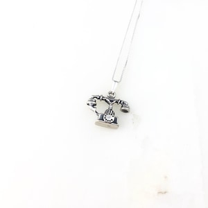 Vintage 925 Sterling Silver Phone Charm Pendant Necklace