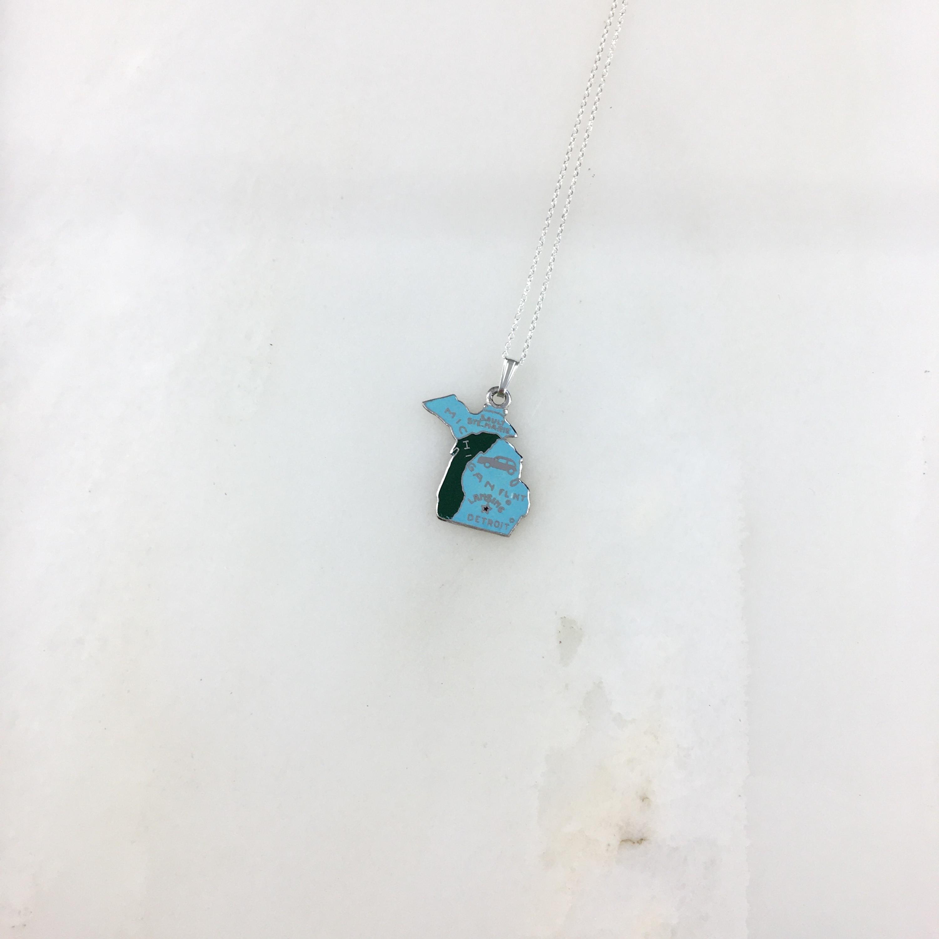 ヴィンテージ 925 スターリングシルバー エナメル ミシガン州記念品