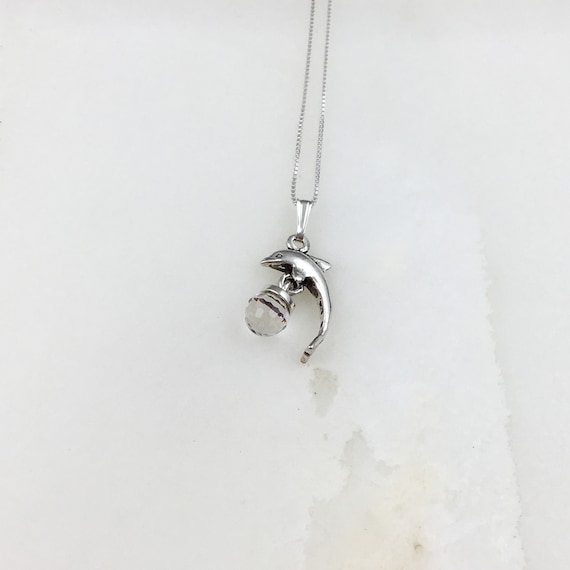 Vintage 925 Sterling Silver Dolphin Charm Pendant… - image 2
