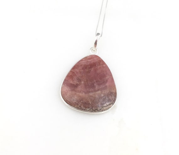 Vintage 925 Sterling Silver Pink Rhodochrosite Ge… - image 1