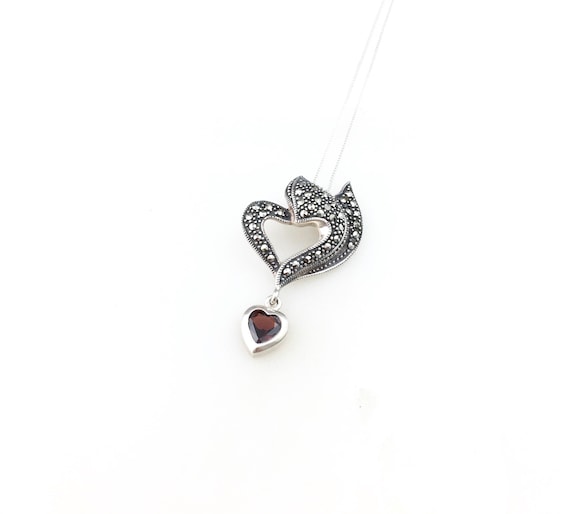 セール！！シルバー マーカサイト、ガーネットアンティークネックレス Cross on Cross Pendant : S (Garnet)｜マーカサイト・クロス