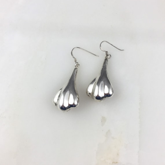 Vintage 925 Sterling Silver Modernist Puffy Dangl… - image 2