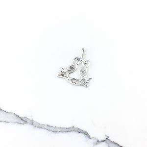 Vintage 925 Sterling Silver Dove Love Birds Charm Pendant Necklace