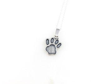 Vintage 925 Sterling Silver Dog Cat Paw Print Charm Pendant Necklace