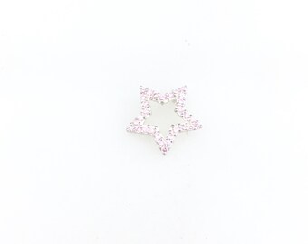 Vintage 925 plata esterlina rosa cristal estrella celestial encanto colgante collar