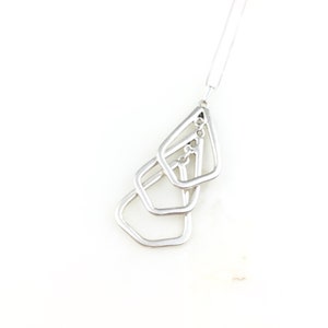 Vintage 925 Mexico Sterling Silver Modernist Pendant Necklace