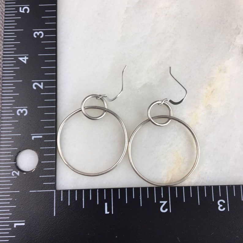 Vintage Sterling Silver Modernist Hoop Earrings